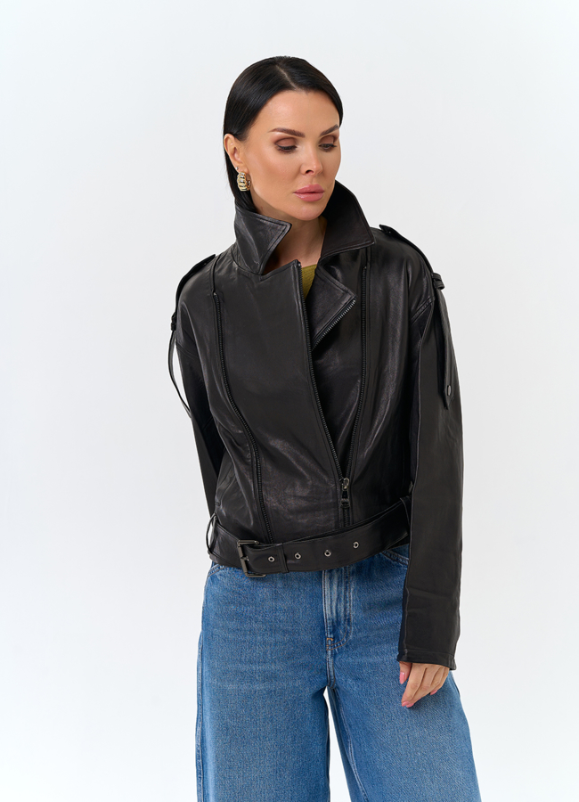 Женская куртка косуха из натуральной кожи модель № 26849 универмаг малина