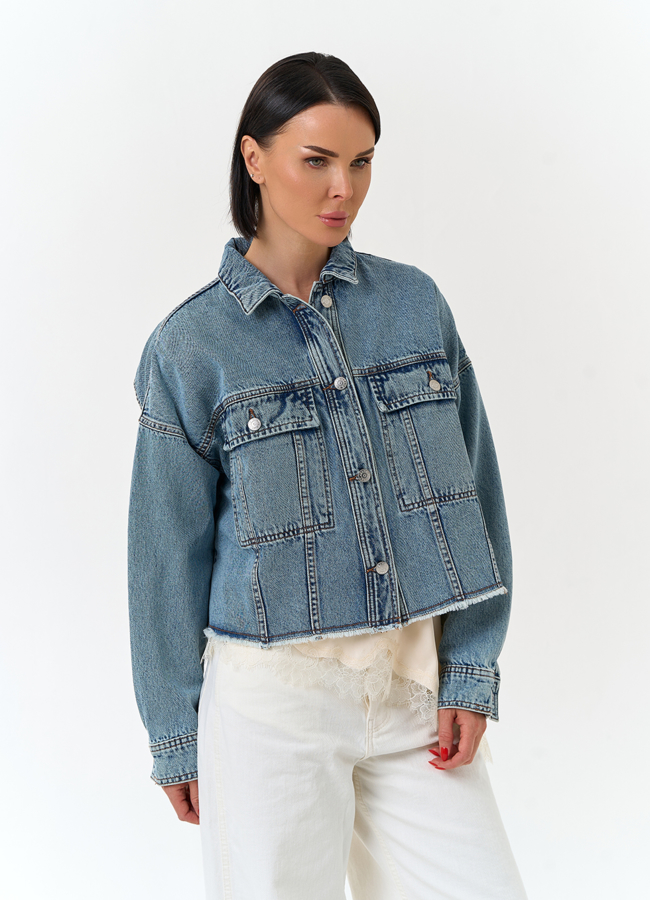 Женская джинсовая куртка модель № 33127 универмаг малина