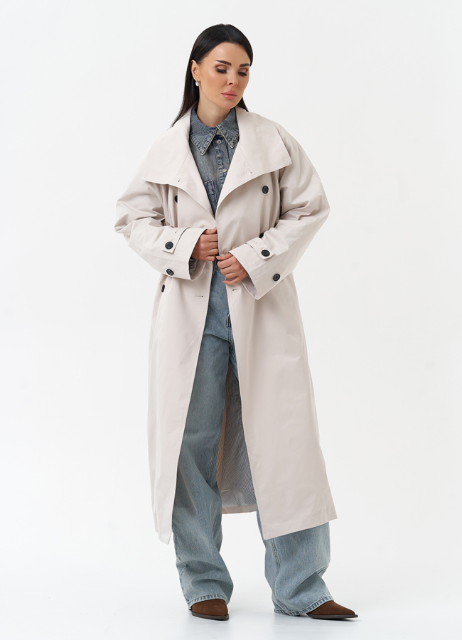 Длинный женский плащ  модель № 30268 универмаг малина