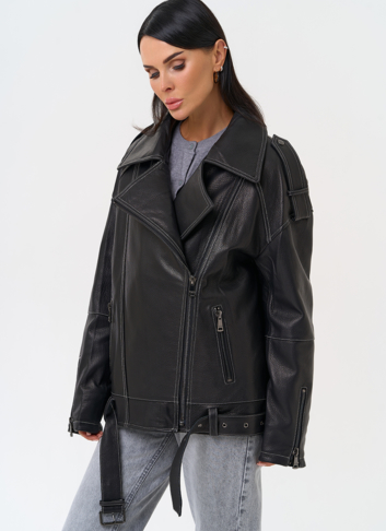 Куртка из натуральной кожи с капюшоном