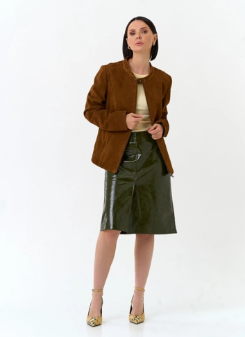 Женская куртка мото из натуральной замши