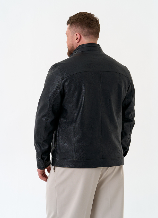 фото Мужская куртка из эко кожи черного цвета модель № 32879