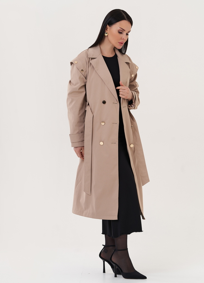 Классический плащ бежевого цвета модель № 27018 в кредит