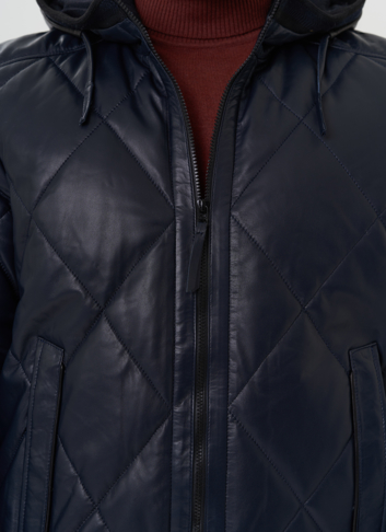 Куртка из натуральной кожи синего цвета