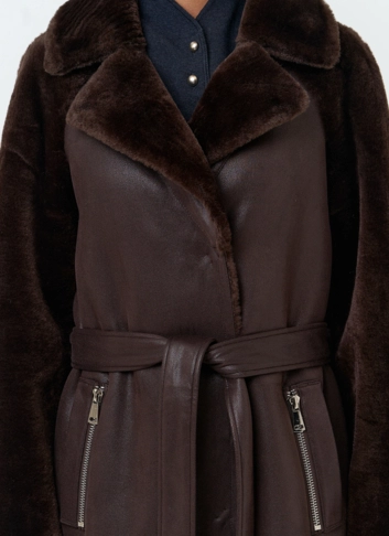 Женская дубленка из эко замши