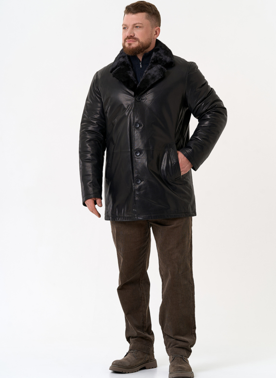 Мужская дубленка с английским воротником