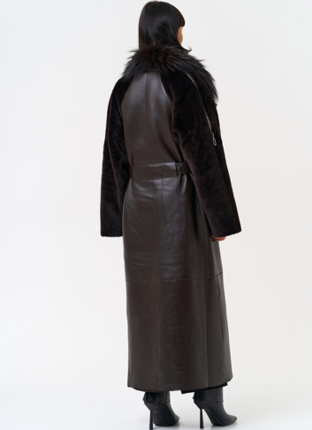 Женская натуральная дубленка с воротником из меха лисы