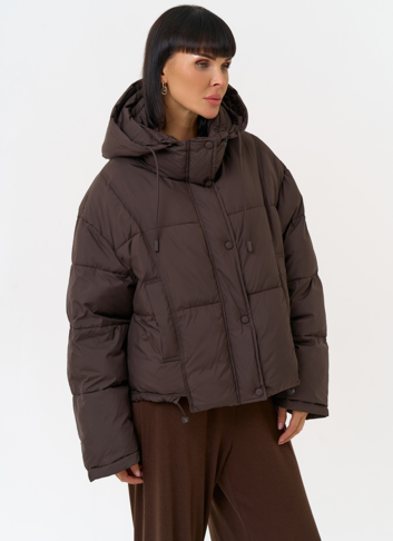 Женский короткий пуховик с капюшоном