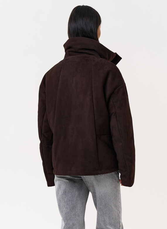 Куртка -пуховик из натуральной замши