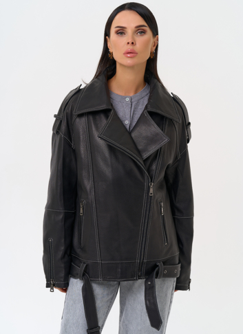 Куртка из натуральной кожи с капюшоном