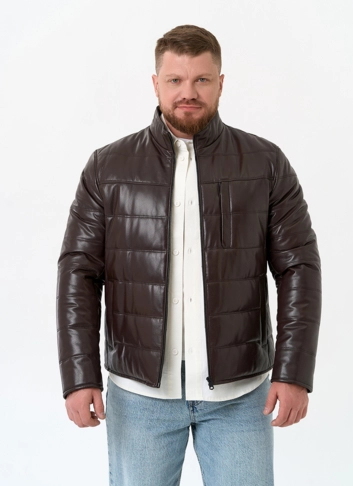 Мужская куртка из натуральной кожи с воротником стойкой