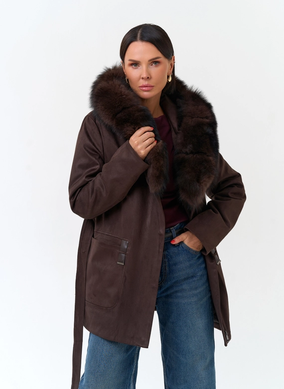 Женская куртка из эко замши фото