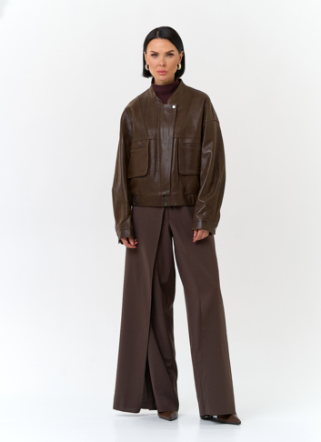 Женская куртка бомбер из натуральной кожи