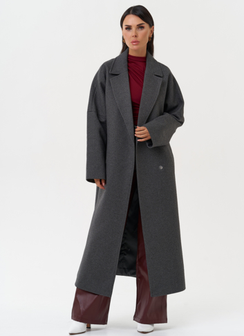 Длинное женское пальто с поясом
