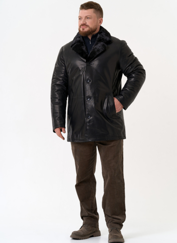 Мужская дубленка с английским воротником