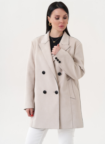 Жакет из эко замши с английским воротником