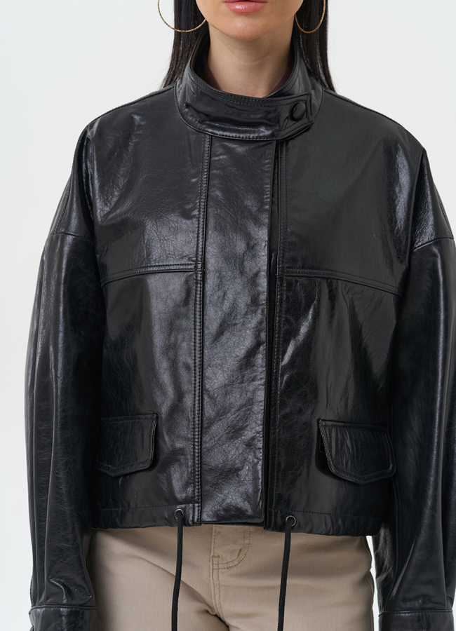 Женская куртка из натуральной кожи оверсайз модель № 26893 универмаг малина