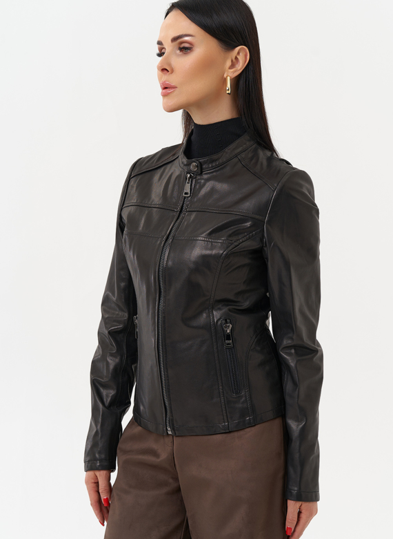 Кожаная куртка на молнии