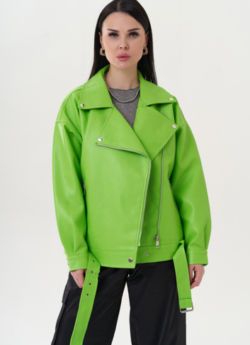 Куртка из эко кожи зеленого цвета