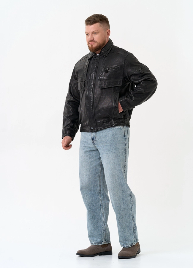 Мужская куртка бомбер из натуральной кожи модель № 32898 в рассрочку