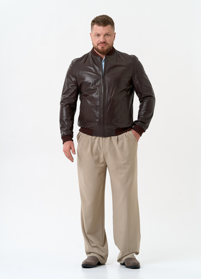 Мужская куртка бомбер из натуральной кожи модель № 32549 в рассрочку
