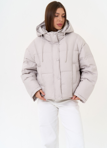 Женский короткий пуховик с капюшоном