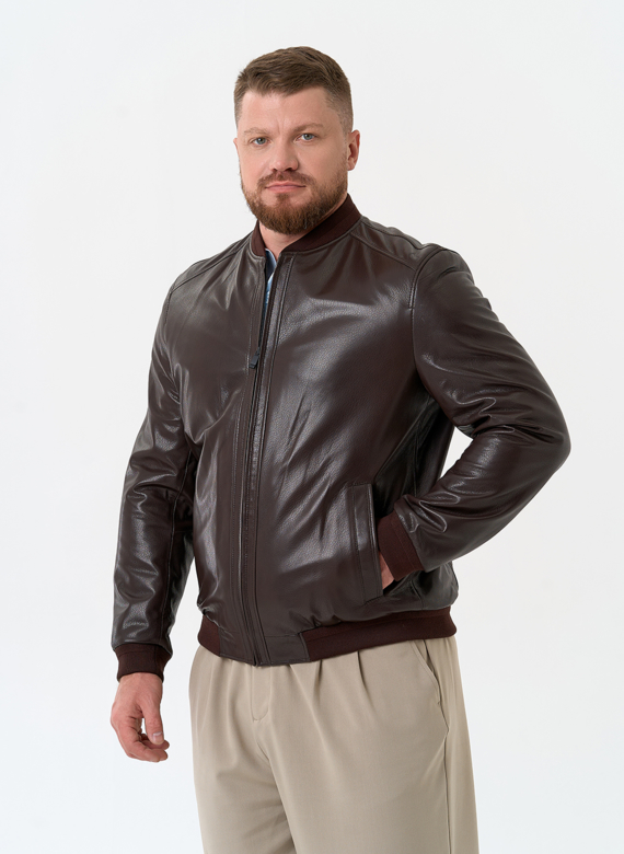 Мужская куртка бомбер из натуральной кожи