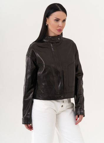 Куртка из натуральной кожи черного цвета