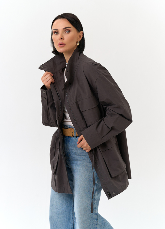 Женская куртка ветровка с накладными карманами модель № 32827 универмаг малина