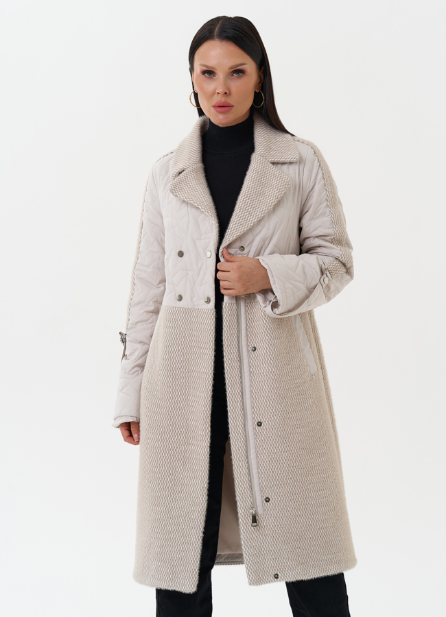 Женское утепленное пальто с поясом модель № 27154 универмаг малина