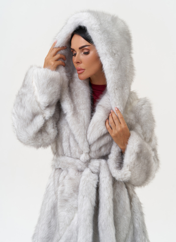 Длинная женская шуба из эко меха
