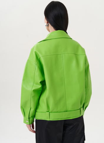 Куртка из эко кожи зеленого цвета