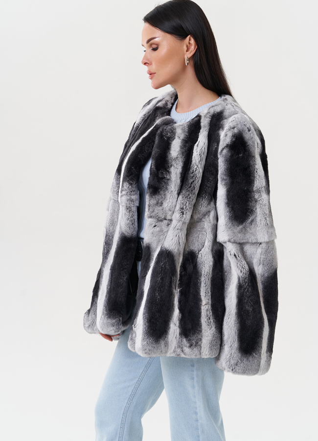 Женская шуба из меха кролика модель № 27631 универмаг малина