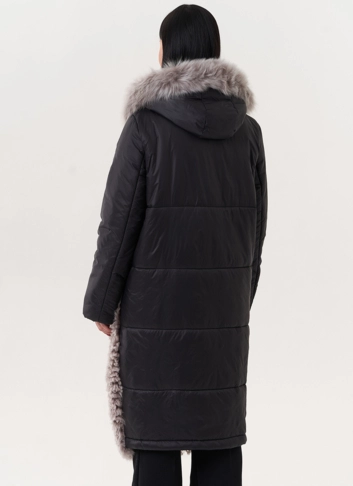 Комбинированный пуховик с овчиной