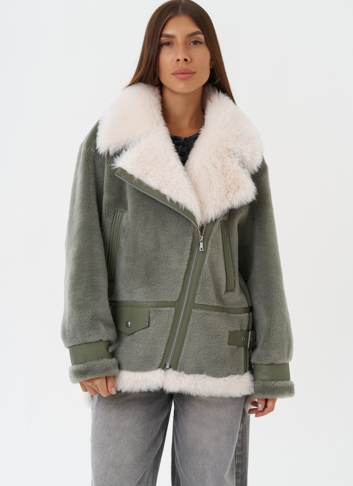 Эко дубленка с английским воротником