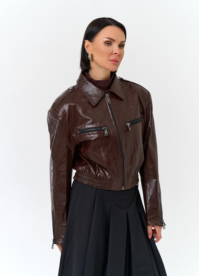 Короткая куртка из натуральной кожи модель № 32847 универмаг малина