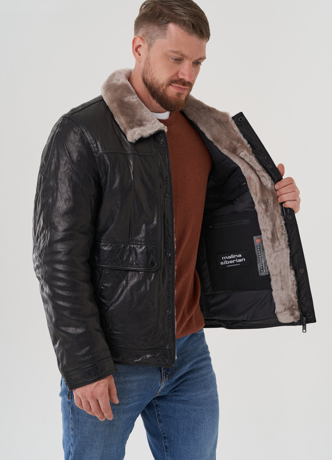 Куртка мужская из натуральной кожи  модель № 82316 в рассрочку