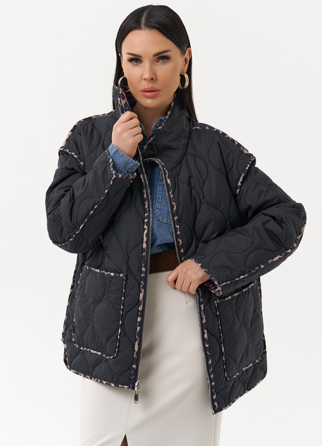 Женская двухсторонняя куртка модель № 29934 меха малина