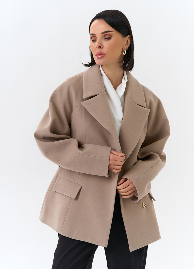 Женское укороченное пальто с двойным поясом модель № 32503 универмаг малина