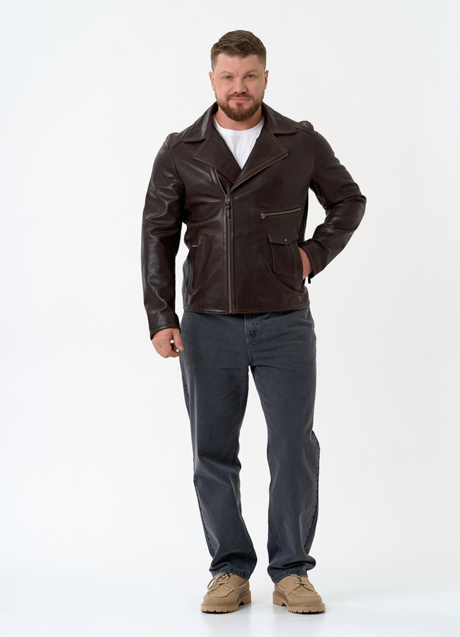 Мужская куртка косуха из натуральной кожи модель № 32863 в рассрочку